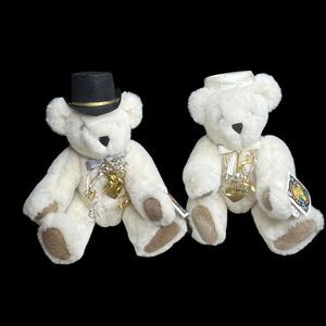 Vermont Teddy Bear Co. Jointed Anniversary Bears 1994 Plush Bride Groom Pair 16"